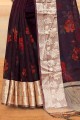 Magenta South Indian Saree in Silk with Lace Border