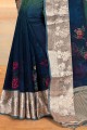 Blue South Indian Saree in Lace Border Silk