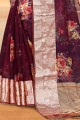 Wine Purple Silk South Indian Saree with Lace Border