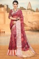 Pink Silk South Indian Saree with Lace Border