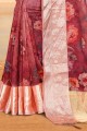 Pink Silk South Indian Saree with Lace Border