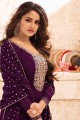 Georgette Palazzo Pant Eid Pakistani Suit in Wine Purple Georgette