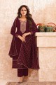 Georgette Palazzo Pant Eid Pakistani Suit in Rust Purple Georgette