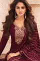 Georgette Palazzo Pant Eid Pakistani Suit in Rust Purple Georgette