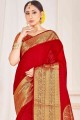 Silk Weaving Red South Indian Saree with Blouse
