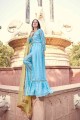 Blue Sharara Suit with Crepe Crepe