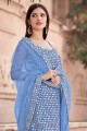 Georgette Sharara Suit with Georgette in sky Blue