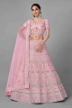 Soft Net Pink Lehenga Choli in Embroidered