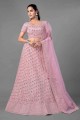 Pink Embroidered Lehenga Choli in Soft Net