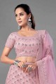 Pink Embroidered Lehenga Choli in Soft Net