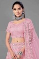 Lehenga Choli in Pink Soft Net with Embroidery