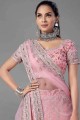 Pink Lehenga Choli with Embroidery Soft Net