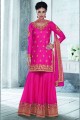 Pink Sharara Suit in Tussar Silk with Tussar Silk