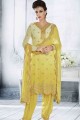 Glorious Georgette Yellow Salwar Kameez in Georgette