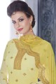Glorious Georgette Yellow Salwar Kameez in Georgette