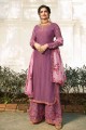 Levender Purple Georgette Lehenga Eid Palazzo Suit with Georgette