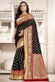 Delicate Black Banarasi Saree in Weaving Banarasi raw Silk