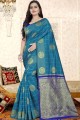 Weaving Cotton Banarasi Saree in Blue