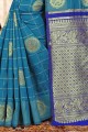 Weaving Cotton Banarasi Saree in Blue
