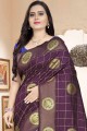 Cotton Banarasi Saree with Weaving in Purple