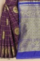 Cotton Banarasi Saree with Weaving in Purple