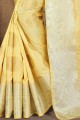 Yellow Banarasi raw Silk Weaving Banarasi Saree with Blouse