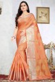 Banarasi raw Silk Weaving Rust  Banarasi Saree with Blouse