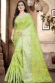 Green Banarasi raw Silk Banarasi Saree with Weaving