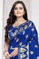 Royal Blue Printed Banarasi raw Silk Banarasi Saree