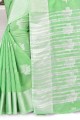 Cotton Banarasi Saree in Green with Weaving