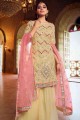 Sharara Suit in Beige Silk with Silk