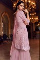 Baby Pink Sharara Suit in Silk with Silk