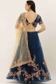 Net Lehenga Choli in Navy Blue with Embroidery