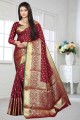 Silk Weaving wine South Indian Saree with Blouse