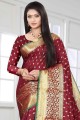 Silk Weaving wine South Indian Saree with Blouse