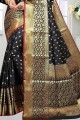 Weaving Silk South Indian Saree in Black with Blouse