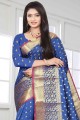 Blue Silk South Indian Saree with Weaving
