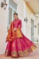 Pink Churidar Anarkali Suit in Jacquard with Jacquard