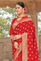 Red Silk Weaving Wedding Saree with Blouse