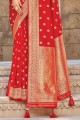 Red Silk Weaving Wedding Saree with Blouse