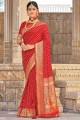 Red Wedding Saree with Weaving Silk