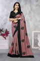 Alluring Embroidered Silk Saree in Pink