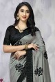 Silk Saree in Grey with Embroidered