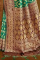 Beautiful Rama Banarasi raw Silk Weaving Banarasi Saree with Blouse