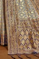 Grey Banarasi raw Silk Weaving Banarasi Saree with Blouse