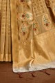 Golden Banarasi Saree in Banarasi raw Silk with Weaving
