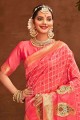 Latest Pink Banarasi raw Silk Banarasi Saree with Weaving