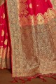 Banarasi raw Silk Red Banarasi Saree in Weaving