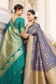 Elegant Rama Banarasi raw Silk Banarasi Saree with Weaving