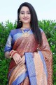 Beautiful Silk Saree with Weaving in Brown